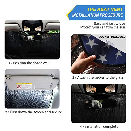 YYZZH Bald Eagle American Flag Car Windshield Sun Shade Block UV Rays Sun Visor Protector Accordion Folding Sunshade Keep Vehicle Cool and Damage Free, Easy to Use, Fits Windshields of Various Sizes by YYZZH - Used condition - Image 2