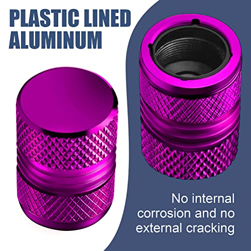 Image of Tire Valve Stem Caps for Car Tires Air Caps Cover 8 Pack Corrosion Resistant Premium Alloy Leak-Proof Universal for SUV Truck Motorcycle Bike Purple
