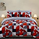 DTEX HOMES Double Duvet Set 100% Pure Cotton Reversible Printed Hotel Quality Duvet Cover Ultra Soft Easy Care double bedding Set Super Soft and Luxury Duvet Cover Sets (Geomteric Multi)