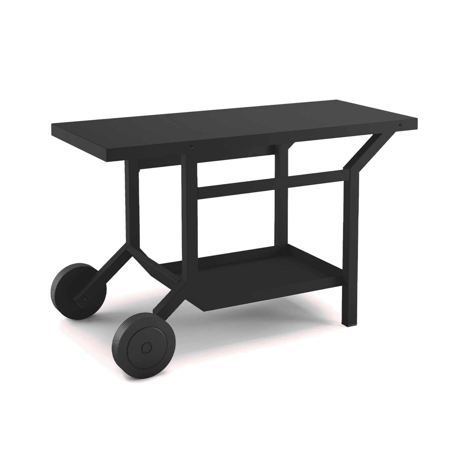 Forge Adour – Table Roulante Plancha Acier Noir, 2 Grandes Roues, Plan de Travail 50 kg, Compatible Toutes Planchas 45, 60 et 75 cm, Garantie 2 Ans