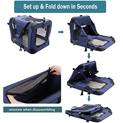 image for MIEMIE Soft Collapsible Dog Travel Crate Portable Dog Kennel with Stra