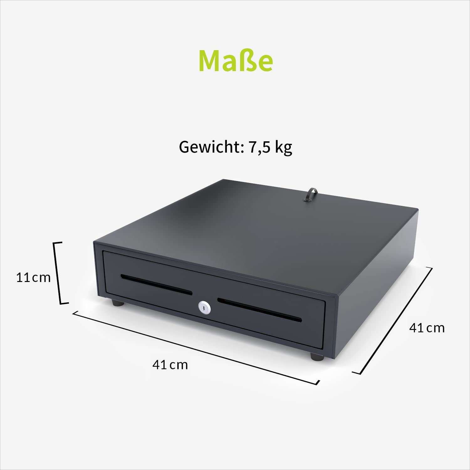 ACROPAQ Kassenschublade - Elektrische Öffnung mit RJ11 Anschluss, Kassenlade 41 x 41 cm, Unterbau geeignet - Kasse, Cash Register, Bargeldkasse - Schwarz