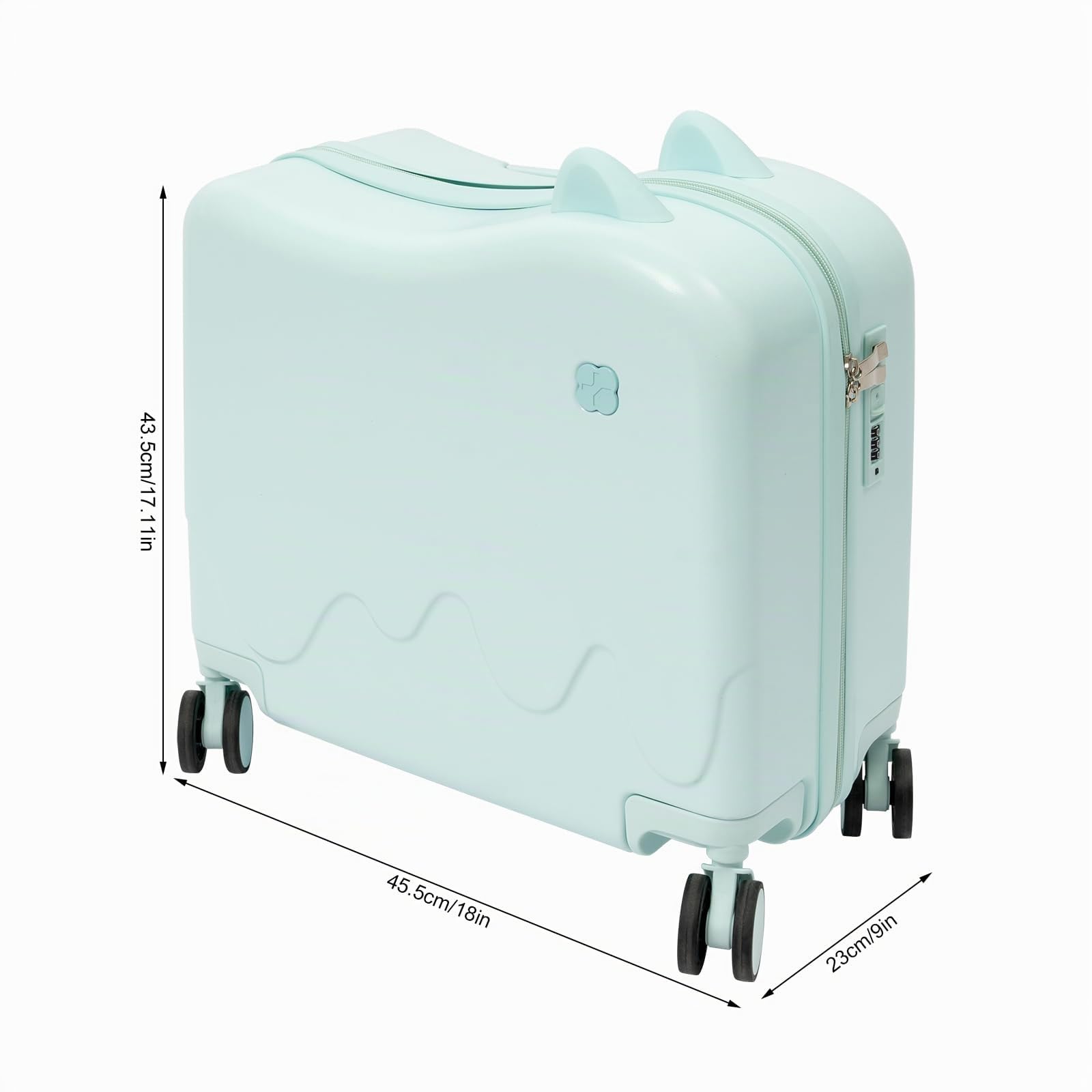 Valise à roulettes pour enfant de 3 à 6 ans, avec barre de traction et serrure à mot de passe, 37 l, vert menthe, Mittelgroß, Moderne