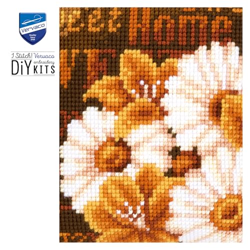 Image of Vervaco Cross Stitch Cushion Kit Modern Daisies 16 inch x 16 inch