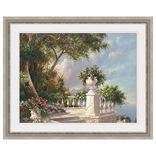 GREATBIGCANVAS Balcony at Lake Como Silver Framed Wall Art Print, 24"x18"x1.25"