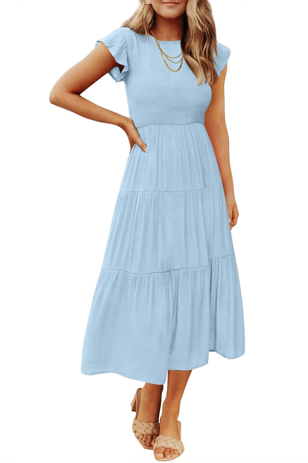 Vcindai Damen Sommer Kleider Ärmellos Sommerkleid Spaghettit