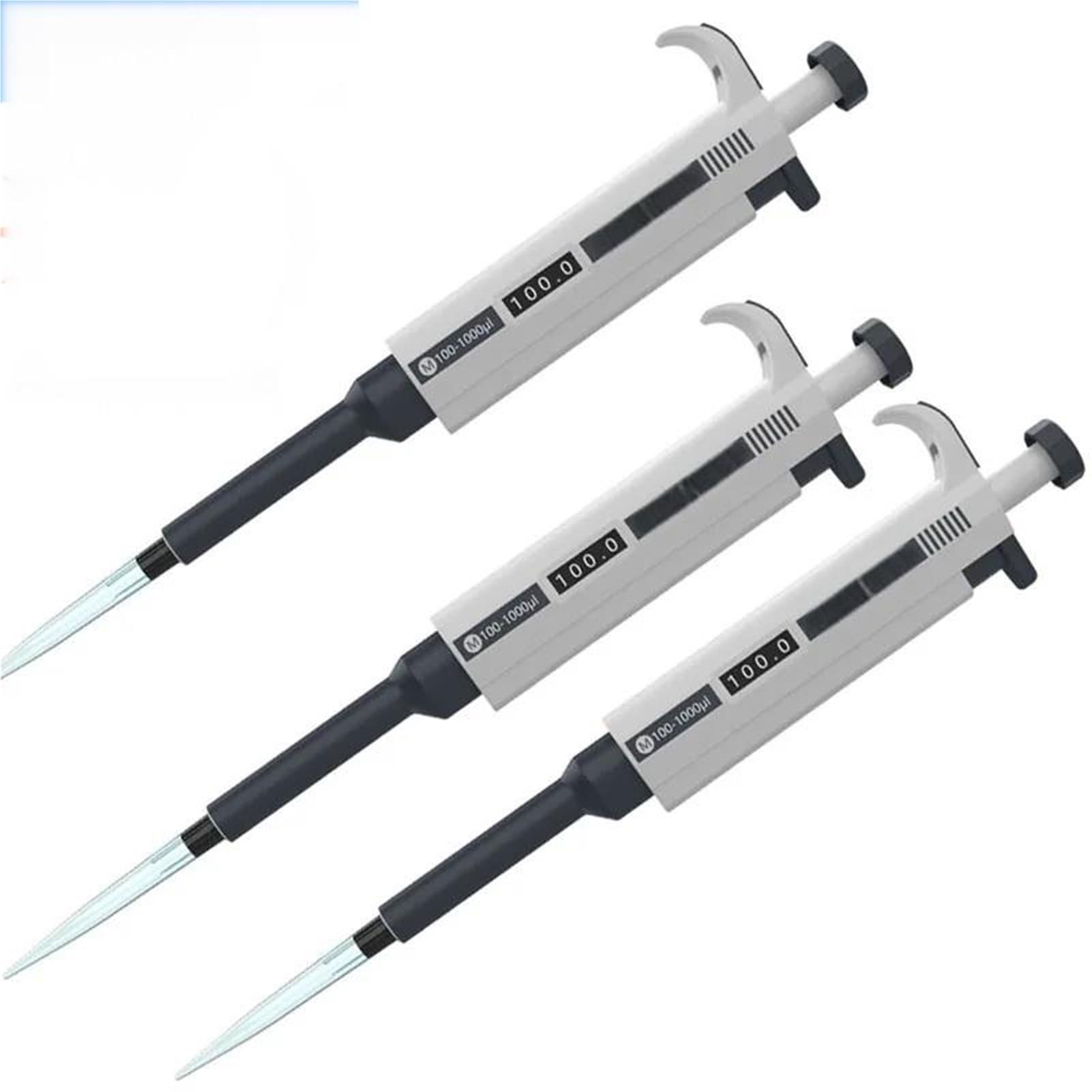 Pipeta de transferencia de laboratorio ajustable manual de un solo canal de 3 piezas para laboratorios(20-200ul)