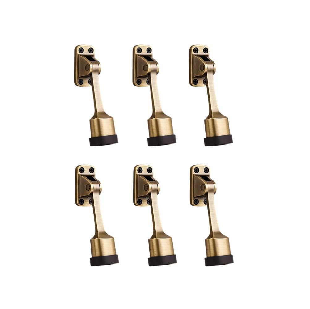 [BRSRGYL4OIIRMFLZ] Luxury Door Stopper in Gold | Heavy Duty Metal Door Stops for Home Office | Anti Slip Decorative Door Holder | Modern Gold Finish Door Stop Set for All Floors (Set of 6)