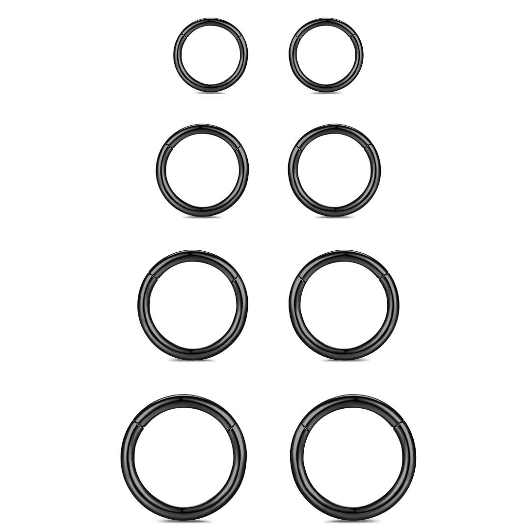 WBRWP 316L Stainless-Steel Piercing-Ring Hinged Nose-Rings-Hoop : 20G 18G 16G 14G Womens Body Pierecing Ring Segment Clicker Lip Rings Helix Cartilage