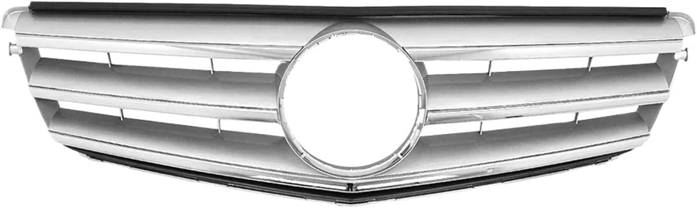 Front Bumper Grille Compatible Compatible with Mercedes Benz C-Class W204 2008-2014 C180 C200 C350 S204 Glossy Black GTR Style(Sport-Chrome Silver)