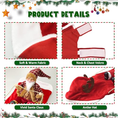 BT Bear Santa Christmas Dog Costumes,Santa Claus Riding Pet Cosplay Costumes Party Dressing up Dog Outfit for Cats Puppy Small Dogs Medium Dogs(M,Brown Santa) - Image 4