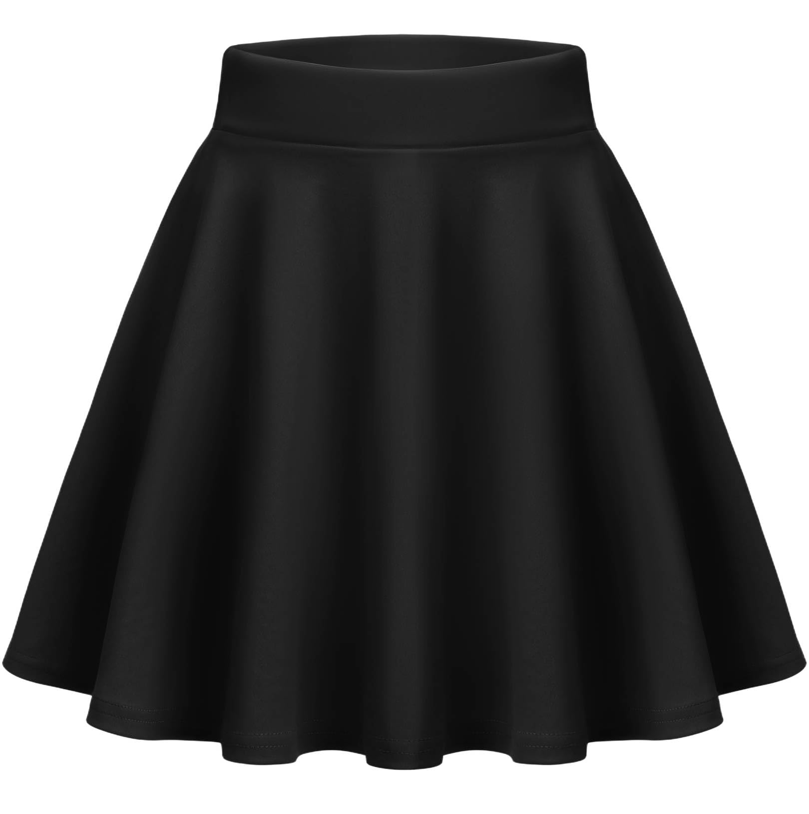 Womens Stretchy High Waist Mini Skirt Basic Casual Pleated Skater Skirt A-Line Short Skirts