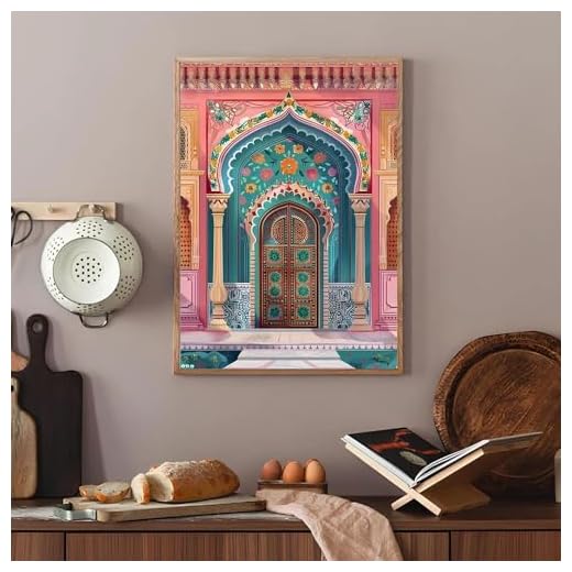 Yocheng Impresión de arte mural marroquí, arte oriental, pintura en lienzo, póster árabe, imágenes de pared de estilo bohemio para decoración de sala de estar y dormitorio. 21x30cm sin marco