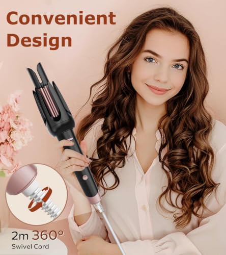 Image of Auto Hair Curler, Automatic Curling Iron Wand with 4 Temperatures & 3 Timers & LCD Display (Black)