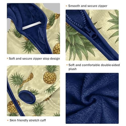 CHIFIGNO Golden Pineapples Yellow Toddler Boy Zip up Hoodie Fleece Outerwear Jackets for Fall Winter 3T3