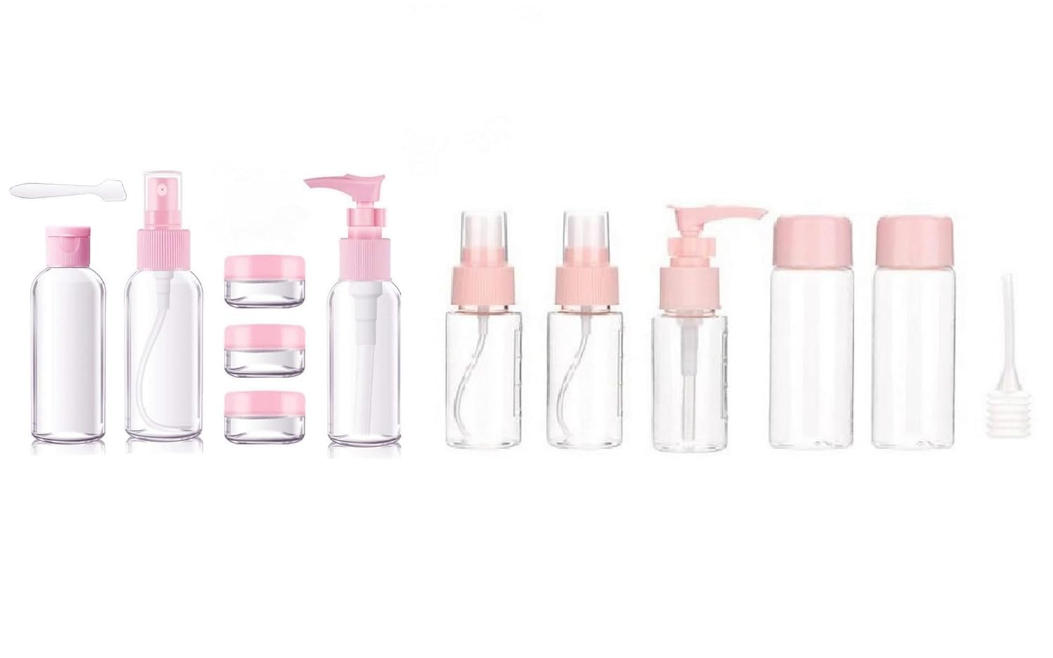 Portable Empty Cosmetics Bottle with TSA Approved Ziplocked Carry Pouch for Shmpoo, Body-Lotion, Oil, Wax, Perfume, Liquid Soap etc for Travelling - Pink (17 PCs)-image-47