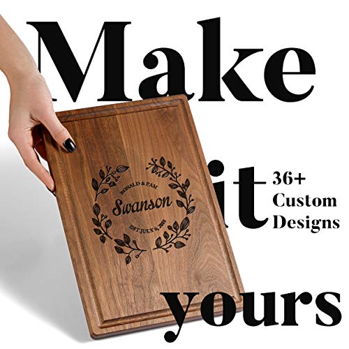 Personalized Walnut Cutting Board With Coasters, Mineral Oil And Gift Wrap Available - Customize Your Own Chopping Board Made In Usa (Design 20, 3. Walnut 17"X11") #TOP3