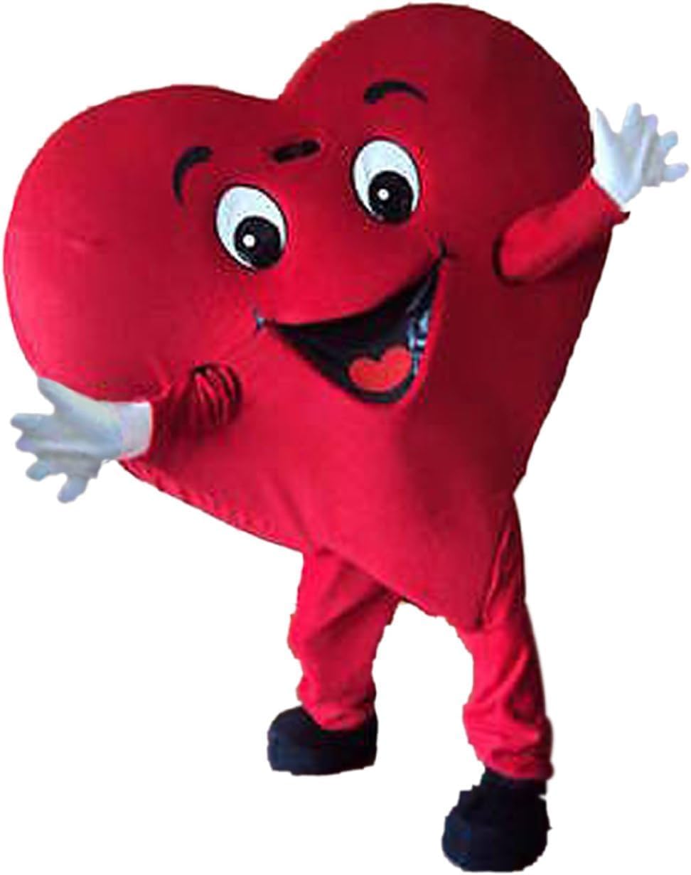 Smiling Red Heart Mascot Costume Adult Size for Men & Women with Built-in Fan Inside the Head