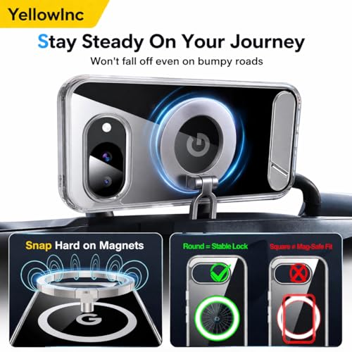 Image of UV Treated Clear Magnetic Case Cover for Google Pixel 10A, 2600 Gauss Magnetic Ring, 3-Way Stand, Military Grade Shockproof (Transparent MagSafe Stand, Google Pixel 10a)