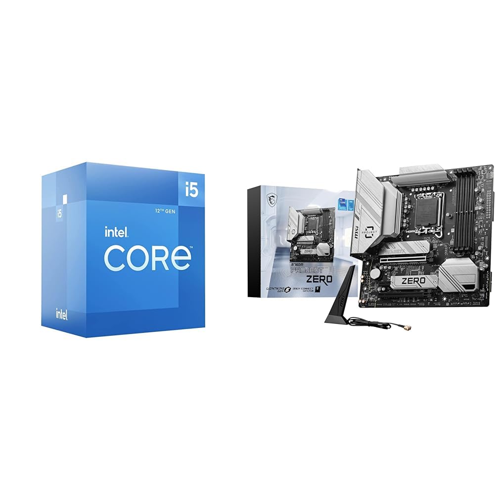 Intel Core i5-12400F Desktop Processor + MSI B760M Project Zero Gaming Motherboard