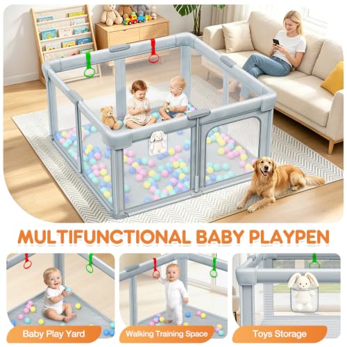 Foldable Baby Playpen with Mat 50"×50" Playpen for Babies and Toddlers — view 4