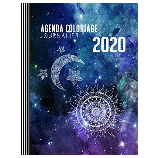 Agenda Coloriage 2020: Grand Semainier Calendrier avec 15 Pages Zodiaque Colorier + To Do Listes + 31 Dot Grid Notes Pointillé - Journalier Organisateur A4 - Antistress Planificateur Carnet Adultes