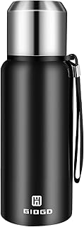 Insulated vacuum Thermo Bottle 500ml/16.9oz with cup Stainless steel coffee bottles for hot and cold drink water flask.(Black,500ml)