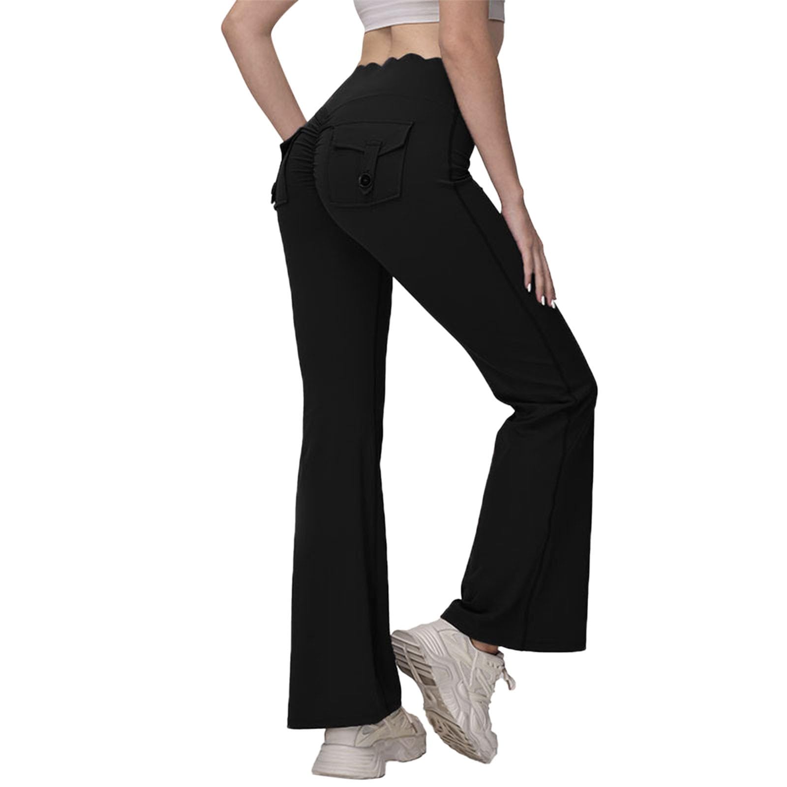 Leggings Svasati con Tasche Donna, Modello da Palestra e Yoga con Effetto Sollevamento Glutei, Pantaloni a Gamba Larga Eleganti e Versatili