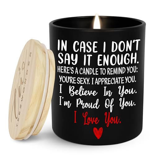 TEEZWONDER Gifts for Him Men - Long Lasting Vanilla Sandalwood Candles 10 oz - I Love You Anniversary Birthday Gifts for Him Men Husband Boyfriend, Romantic Candles for Husband