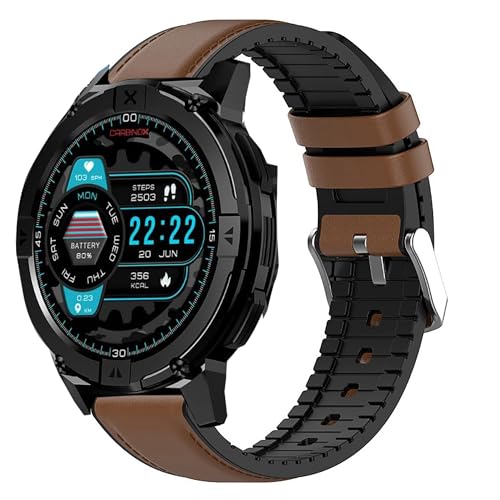 Compatible for Carbinox X-Ranger Band, 22mm Leather Silicone Breathable Replacement Smartwatch Strap Wristband Compatible for Carbinox X-Ranger, Vortex, Vesta Smart Watch (Brown)