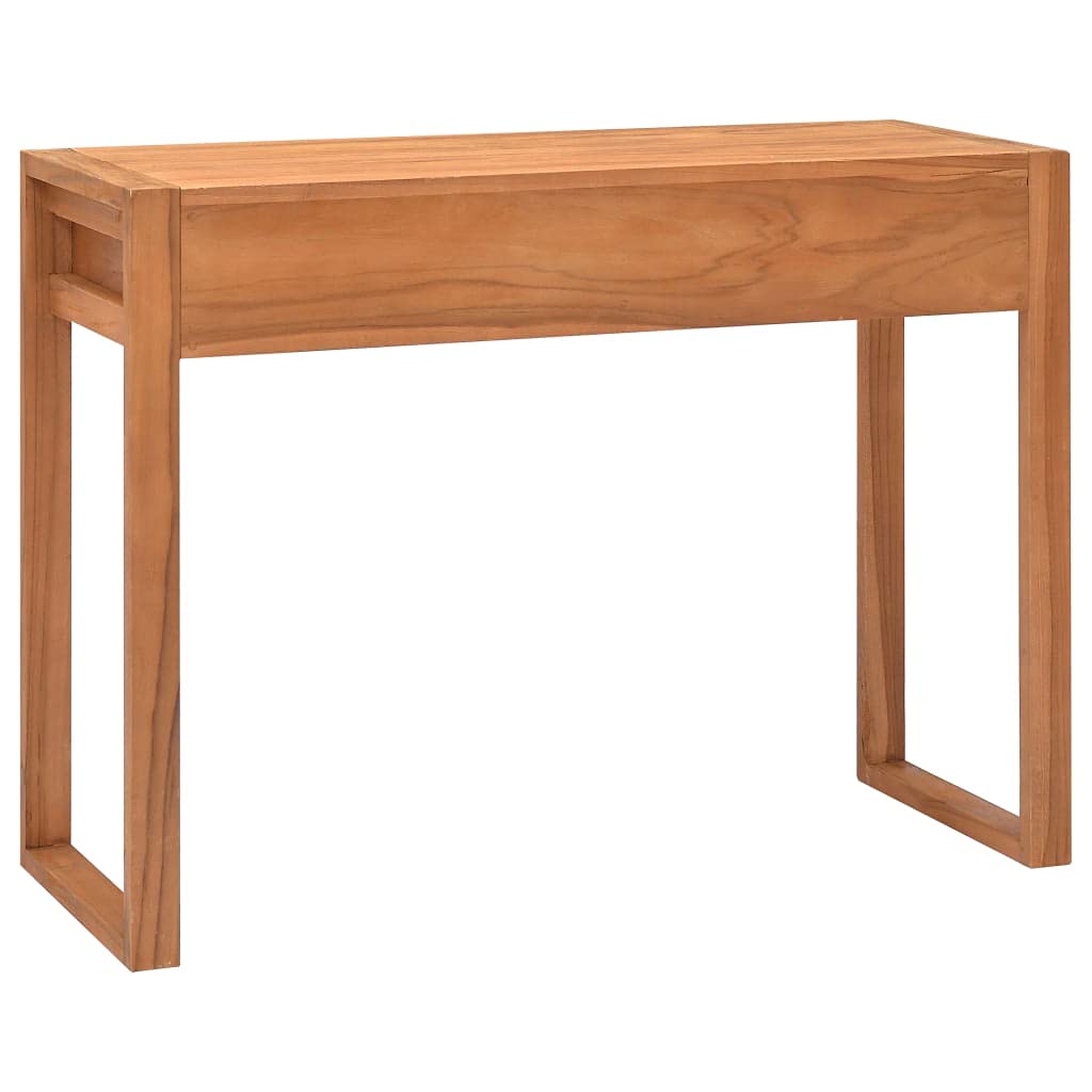 Scrivania con 2 cassetti in legno di teak, 100 x 40 x 75 cm, robusta struttura in legno, spazio per ufficio e casa, versatile, adatta come tavolo per computer e lavoro
