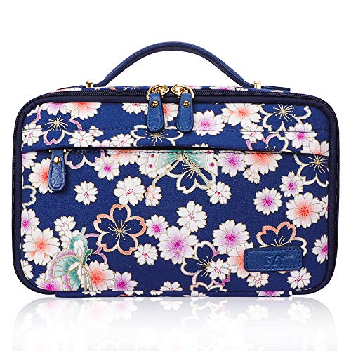 FYY Travel Toiletry Bag for Women and Men, Large Capacity Cosmetic Bag Makeup Toiletries Kit Zippered Organizer Bag with Top Handle Flower Blue