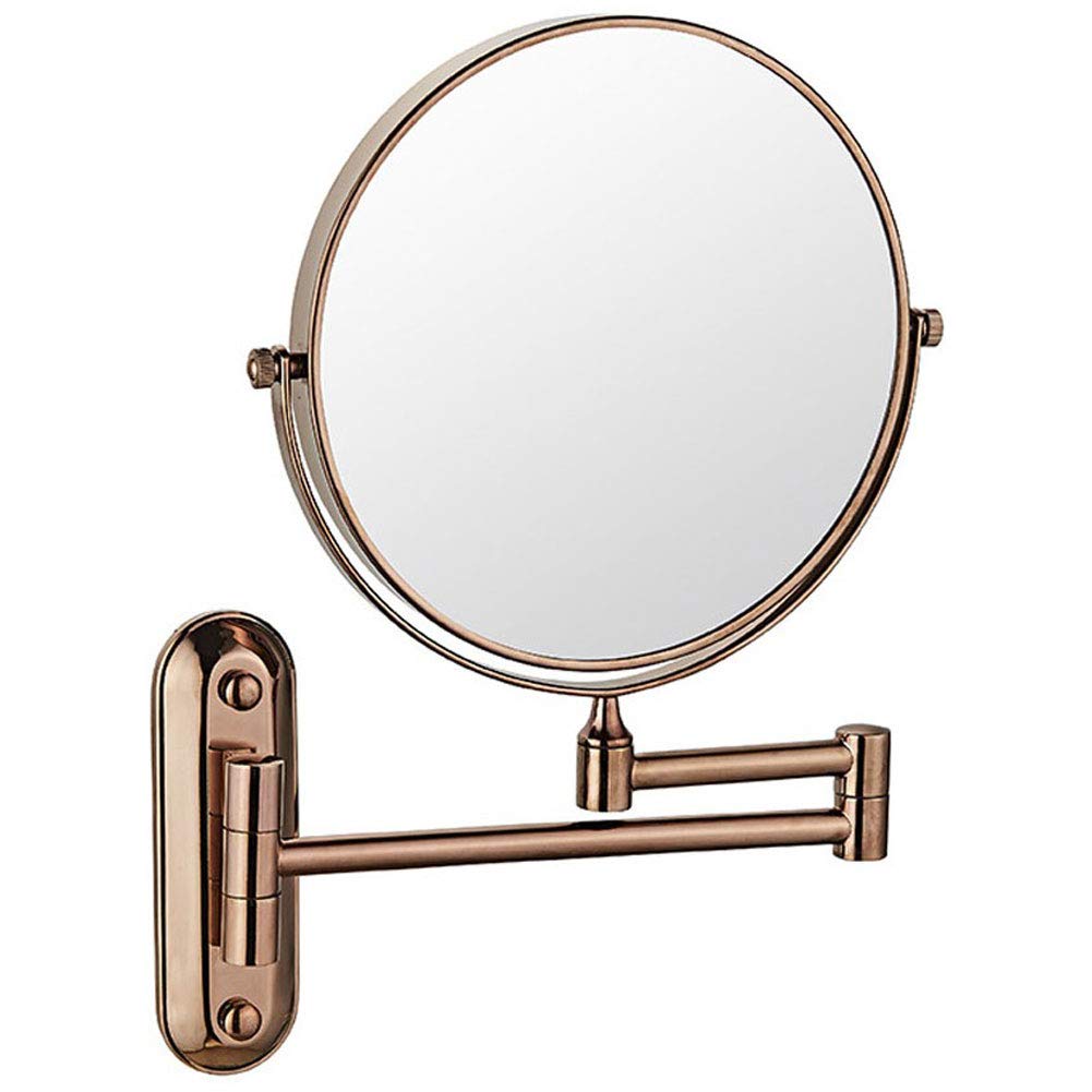 SaryEdge Wall Mounted Mirror, 3X Magnification + Normal Bathroom Shaving Mirror Double-sided Magnifying Makeup Vanity Swivel Mirror, 6 Inch Extendable Arm, Chrome Finished,Rose Go,Rose Gold-1X/3X