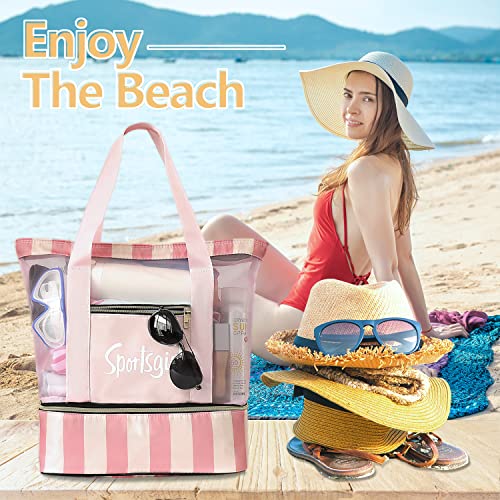 LEcylankEr Grande Borsa da Spiaggia in Rete con