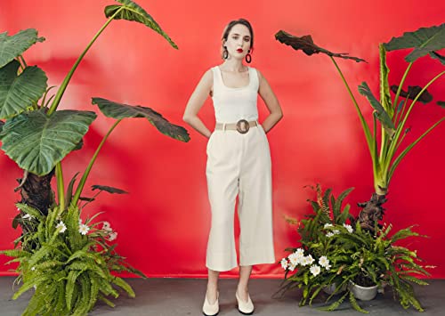 SANDY & SID Women's Wide Leg Capri Pants Casual Culottes Womens Pant with Belt and Pockets for Daily, Business, Work, Office3