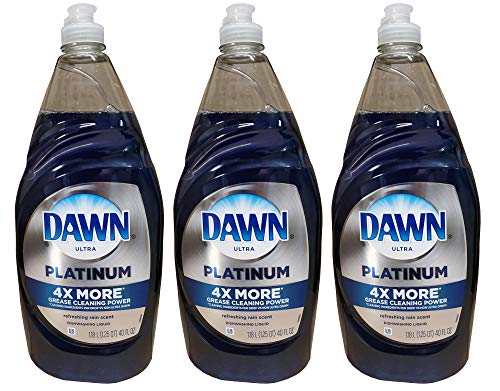 Dawn Dishwashing Liquid Ultra Platinum 4 X More Grease Cleaning Power Refreshing Rain Scent 40 Ounce Pack of 3