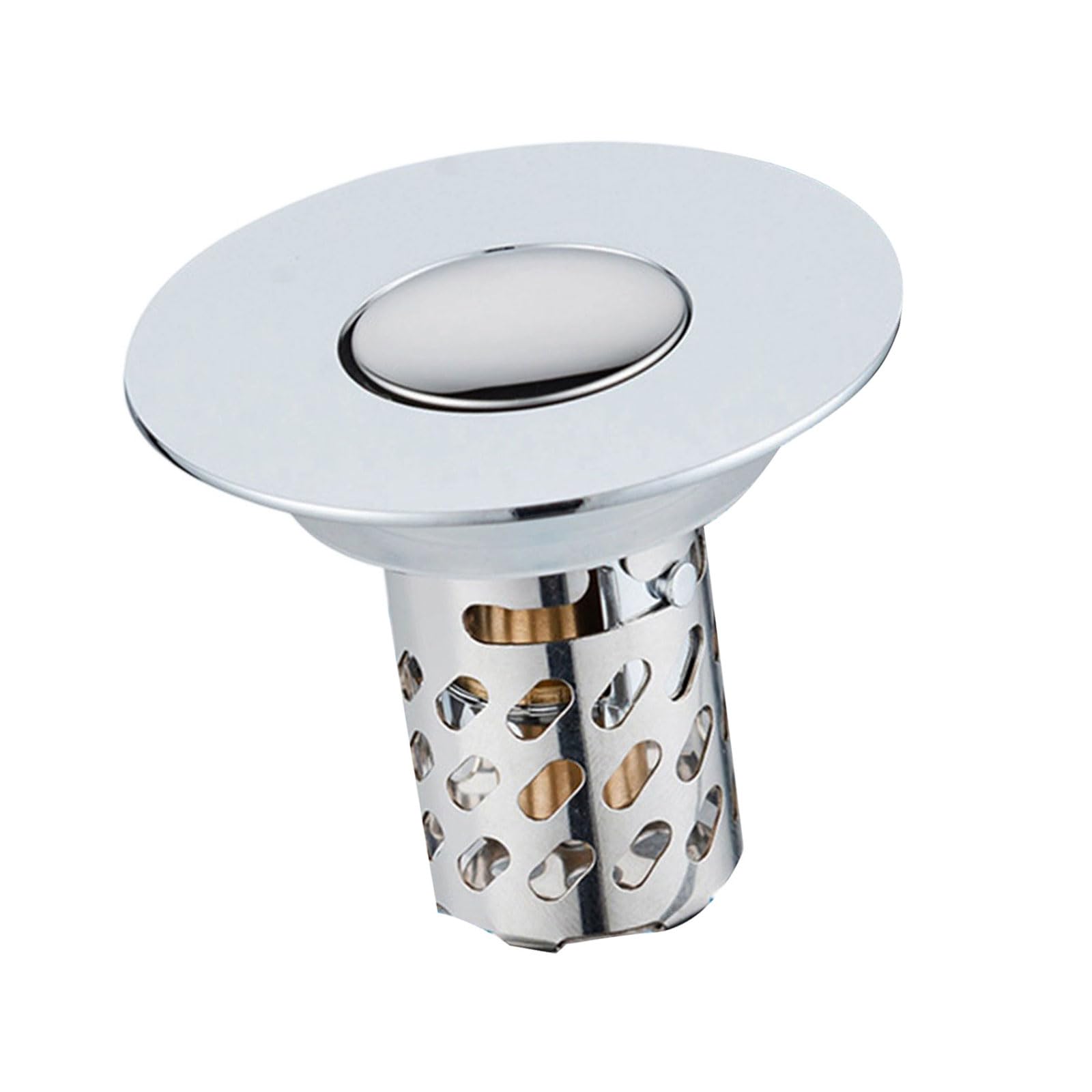 Upgrades Push Down Sink Drain Stoppers Steel Neutral Filter Hair Strainer Not Clogging Waste Plugs for Bathroom Basin Popup Drain Stoppers Hair Catcher Bathroom Sink Filter