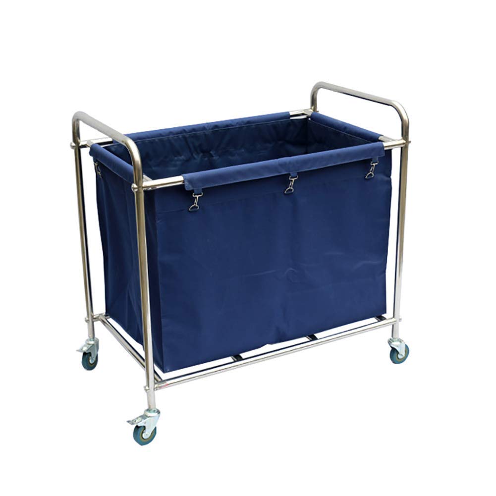 Chariot à linge à roulettes bleu 90x56x90 cm avec sacs amovibles