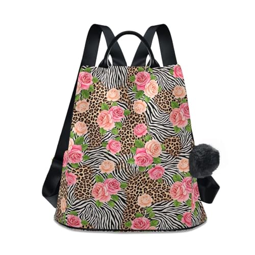 Sac à dos fermeture éclair dos femme imprimé avec porte-clés pompon