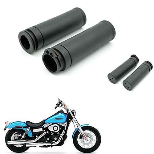 1" Rubber Handlebar 25mm Hand Grip For Harley Touring Sportster Dyna Fatboy Road King Softail V-Rod Model With Twin Cable Throttle - Thumbnail 2