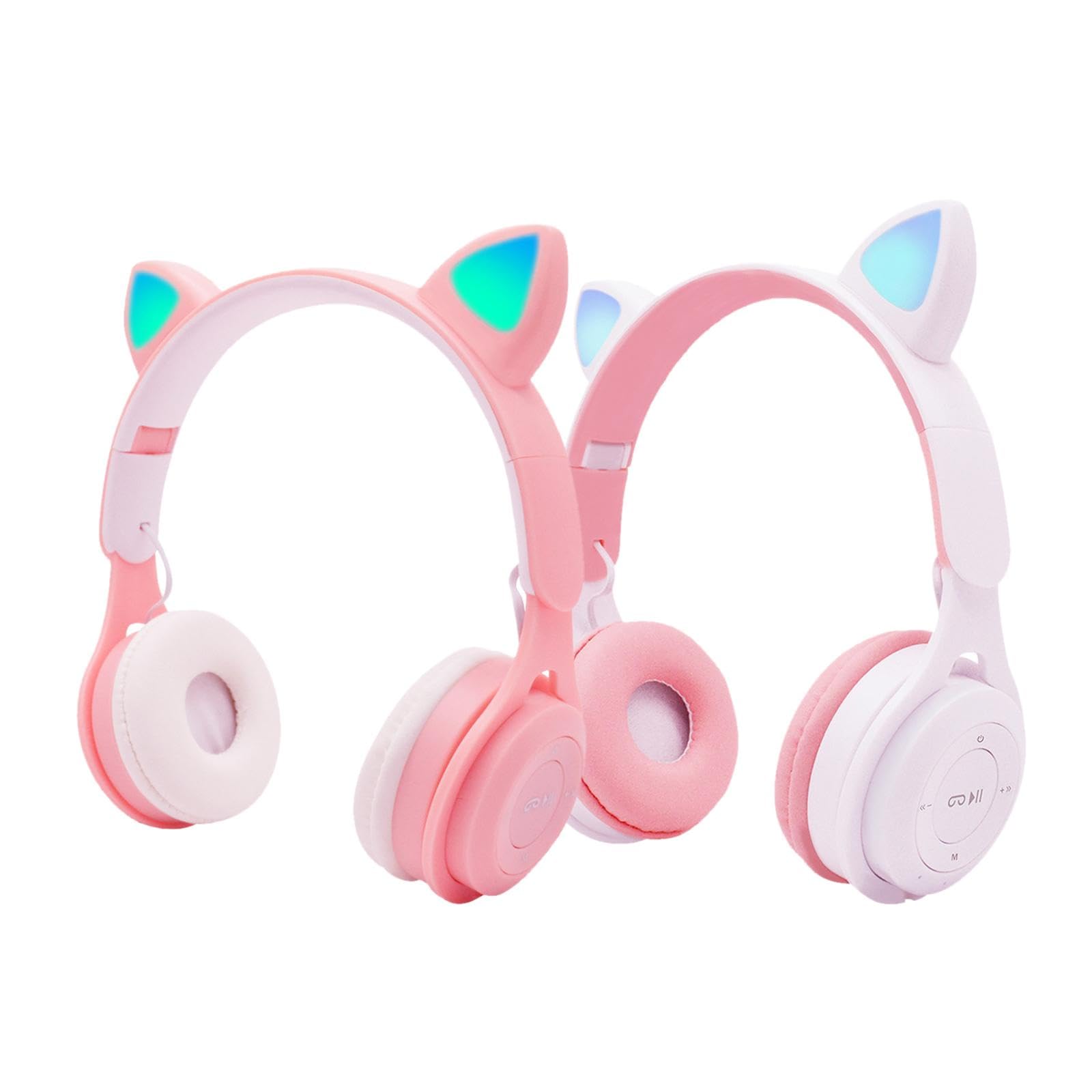 Cat Ear LED Light Up Wireless Foldable Headphones Over Ear with Mic White Consumer Electronics | Portable Audio & Headphones | Headphones