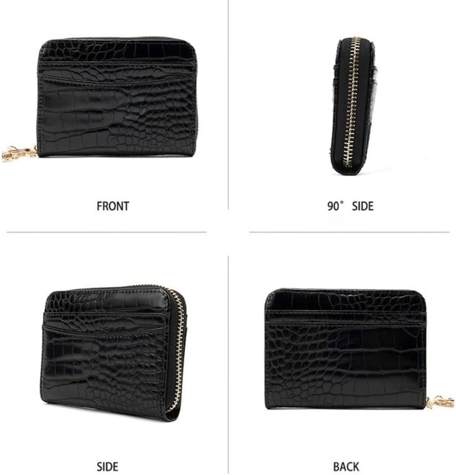 Crocodile Grain Women's Short Wallet with Large Capacity, Zipper Coin Purse and Exquisite Card Holder (Blue)