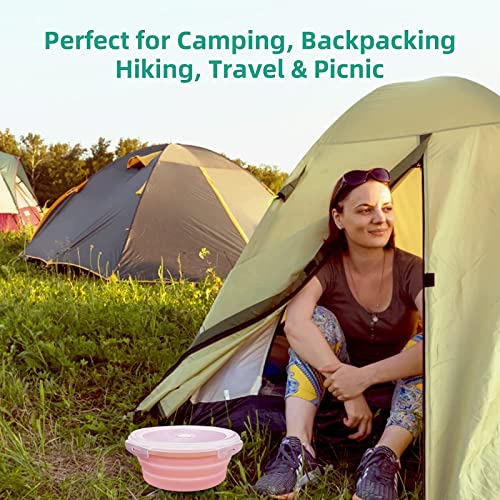 Zcsiborui 800 Ml Collapsible Camping Bowl With Lid-Silicone Foldable Travel Bowl -Expandable Reusable Portable Bowl-Microwave And Fridge Storage Bowl For Travel, Camping, Hiking #TOP1
