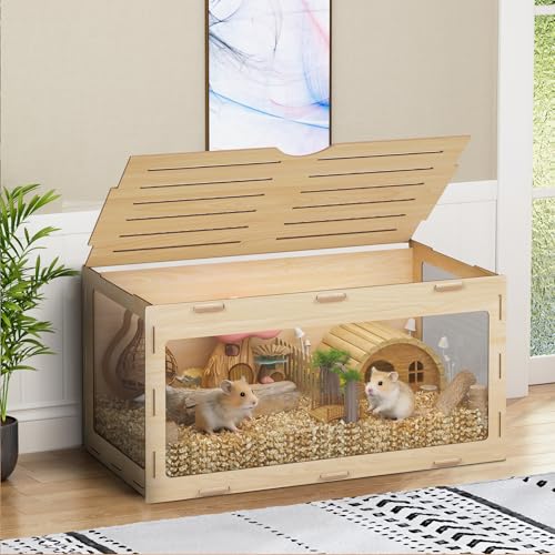 COZIWOW Wooden Hamster Cage Chewproof, Bigger...