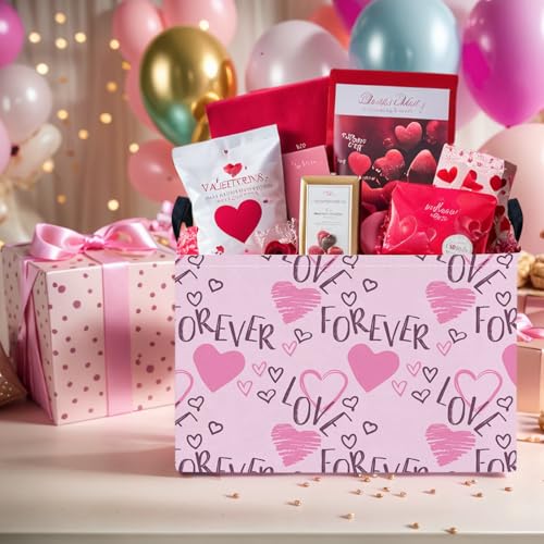 Image of Cute Heart Valentine's Day Basket Gifts Empty Storage Basket for Kid and Baby Room Decor (Love for Ever Pink Heart)