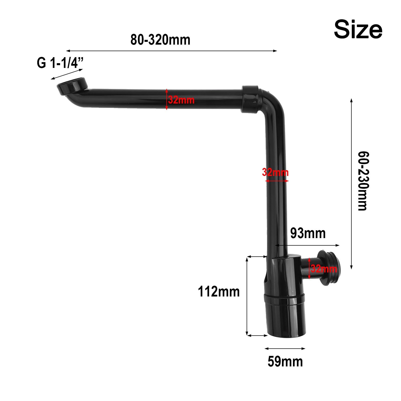Whychstore Platzsparender Waschbeckenabfallsammler, 360° Drehbar Flaschenfalle mit Haarfilter für Badezimmer Waschtisch, 1-1/4 Zoll Verstellbarer Siphon