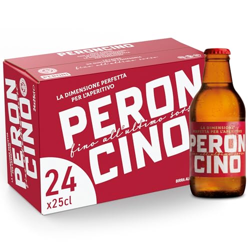 Peroncino Cassa con 24 Birre in Bottiglia da 25 cl, 6 L, Birra Lager con Malto 100% Italiano dal Gusto Moderatamente Amaro, Gradazione Alcolica 4.7% Vol