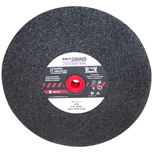 United Abrasives- SAIT VW 8 X 1 X 1 A36X Bench Grinding Wheel (QTY: 1), Multi, 28023