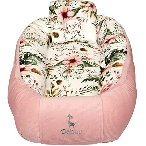 Image of Delauv Baby Lounger,Co-Sleeping for Baby Newborn Lounger,Baby Nest for Crib & Bassinet,Soft Breathable Fiberfill Portable Newborn Co Sleeper,Gift for Newborn(0-12months) (Flower-2)
