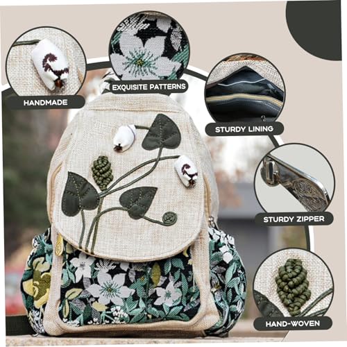 Mochila de lona NIDONE estilo boho de flores con bolsillos múltiples para mujer 6